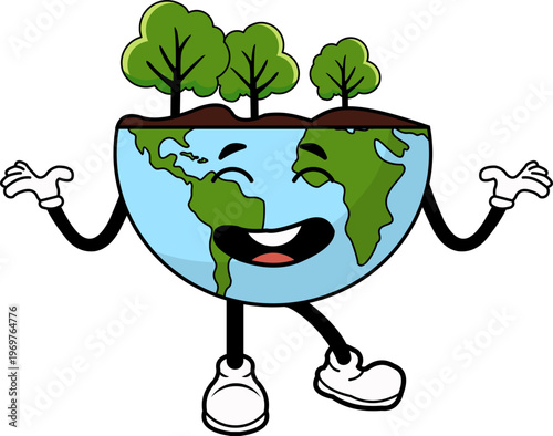 Cartoon Character Planet Earth Illustration