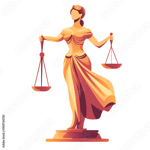 Symbolic Justice Balance Cartoon Illustration