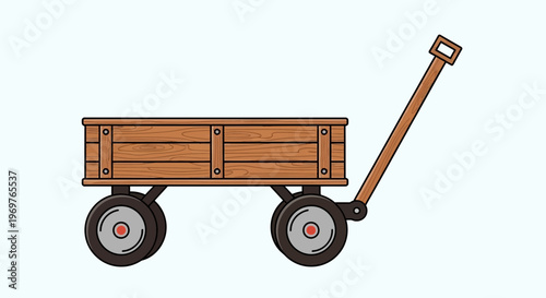 Wooden garden cart with handle and wheels