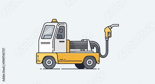 Fuel truck with hose and nozzle, flat design illustration