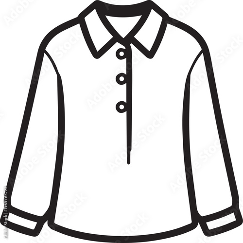 An outlined, minimalist, stylish long-sleeved shirt, ready to be colored, drawn simply and cleanly.