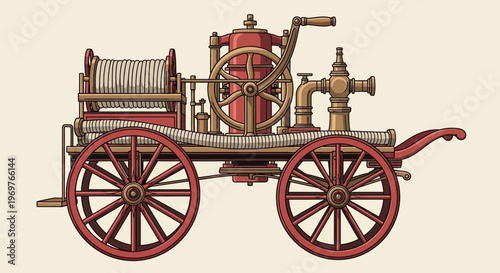 Vintage Fire Engine Illustration