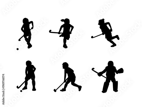 フィールドホッケー女子イラストシルエット