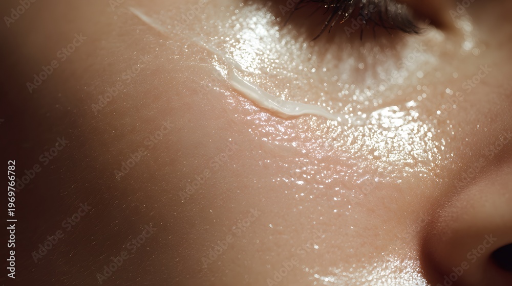 Fototapeta premium Soft cream glides across smooth, radiant skin