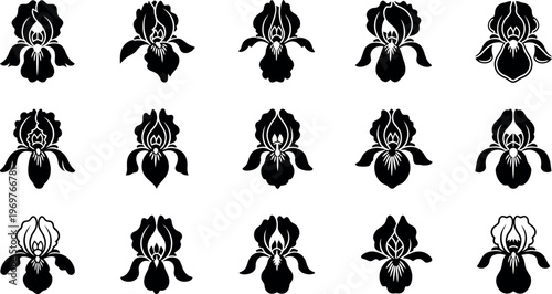 Black and white iris flower symbol