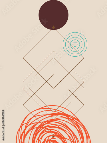 Abstract Line Art Wall Decoration Minimal Modern Home Decor Illustration