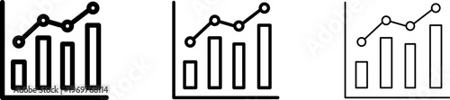 Stagflation icon. Graph, Line, Bar, Chart, Diagram, Report, Statistics. Business graphs and charts icons set. Business infographics. Statistic data, charts, vector