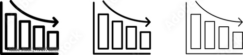 Stagflation icon. Graph, Line, Bar, Chart, Diagram, Report, Statistics. Business graphs and charts icons set. Business infographics. Statistic data, charts, vector