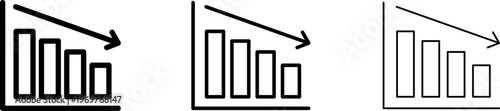 Stagflation icon. Graph, Line, Bar, Chart, Diagram, Report, Statistics. Business graphs and charts icons set. Business infographics. Statistic data, charts, vector