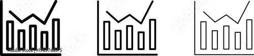 Stagflation icon. Graph, Line, Bar, Chart, Diagram, Report, Statistics. Business graphs and charts icons set. Business infographics. Statistic data, charts, vector