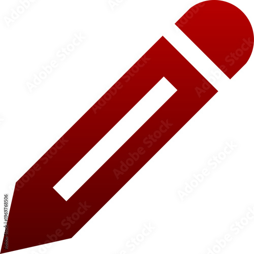 Red pencil icon for writing school education drawing and creative art