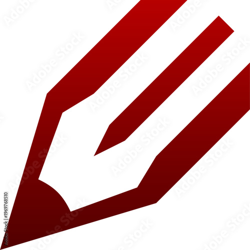 Red drafting pencil icon for sketch art design and school writing