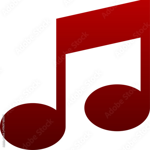Red music note icon for song player sound melody and audio rhythm