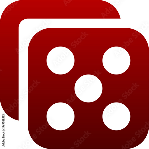 Red dice icon for gaming luck chance gamble bet and casino board game