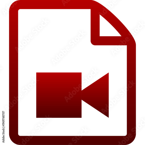 Red video file icon for movie production cinema media and film record