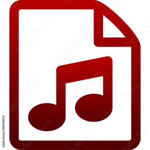 Red music file icon for audio player sound melody and song playlist