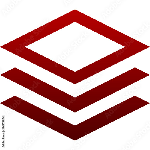 Red stack icon for layer management data storage and group collection