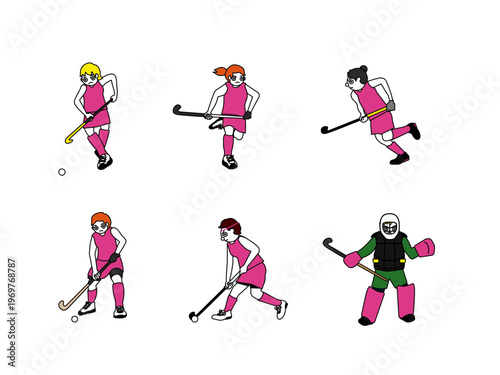 フィールドホッケー女子イラスト