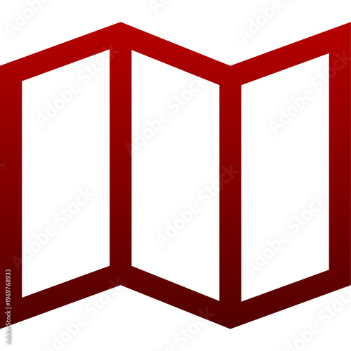 Red folded map icon for city exploration street guide and tourism