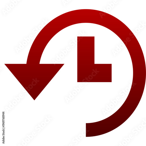 Red history icon for past records time clock and data restore backup