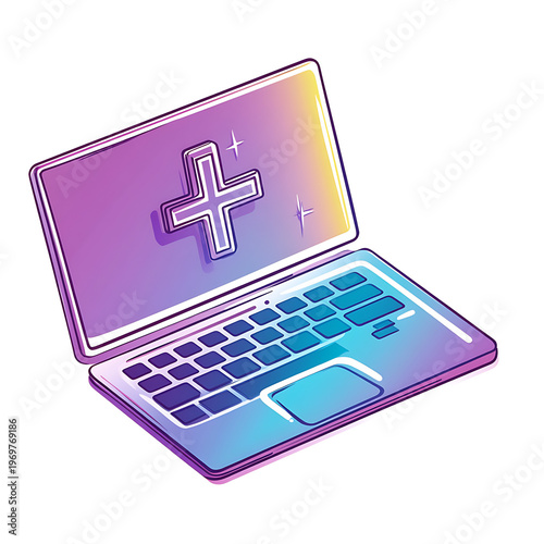 Medical Health Online Laptop Gradient Silhouette