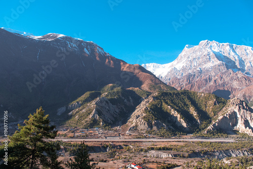 Breathtaking Annapurna Mountain Range Panorama on the Trekking Route from Ngawal to Manang Nepal