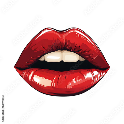 Elegant Woman Lips Vector Icon Illustration