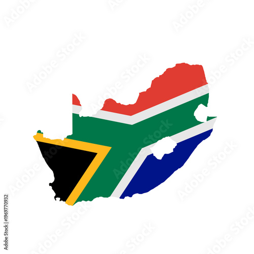 South Africa map with national flag colors - vector illustration