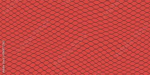Snake skin background. Seamless pattern of squama, reptile scale. Chinese minimalistic grid art. Serpent surface texture in red and gold colors. Asian geometric ornament