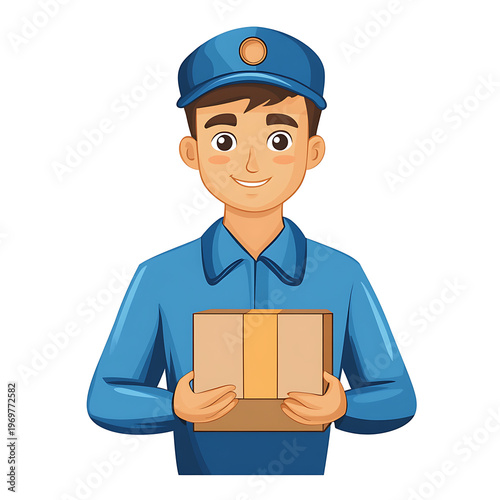 Delivery Person Holding Package Icon Vector