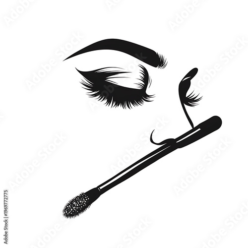 Elegant Women's Makeup in Monochrome Vector