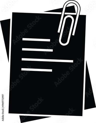 Document with paperclip icon isolated on white background, file attachment symbol for office, paperwork, report and business documentation design concepts