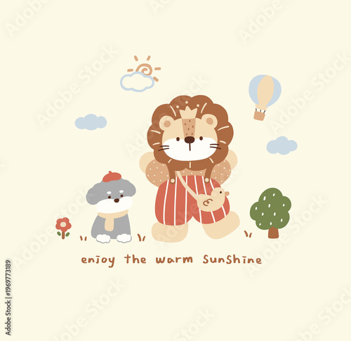 Photos Collection of cute kawaii animal and nursery illustrations with soft pastel tone