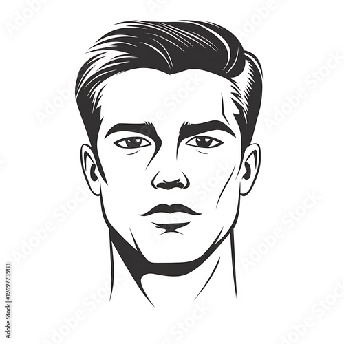 Minimalist man face icon on white background