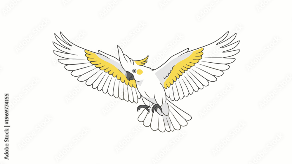 Fototapeta premium Sulphur-crested Cockatoo Flying Isolated on White Background