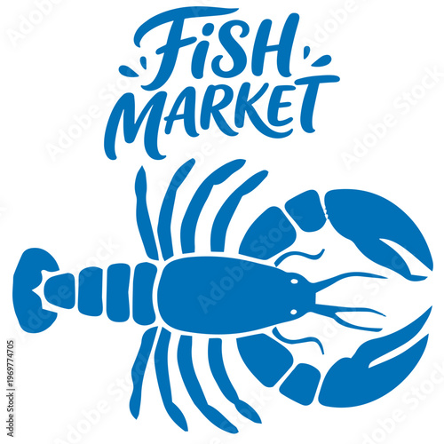 Fish market lobster seafood marine animal fresh ocean food illustration
