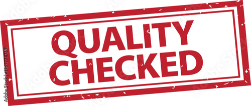 Quality checked stamp red grunge rubber seal inspection approval label