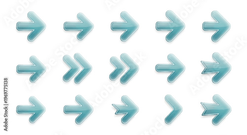 Set of blue arrow icons pointing right direction