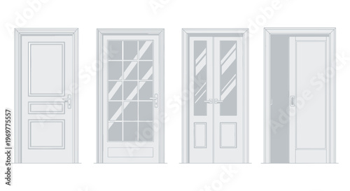 Door Outline Set Vector Illustration