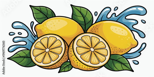 Lemon and lime slices on white background