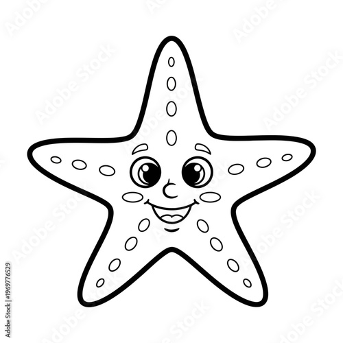 Cute Starfish Cartoon Character Coloring Page