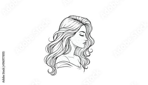 A beautiful woman with long wavy hair and a serene expression
