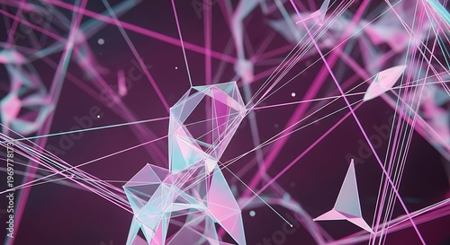 Vibrant Abstract Geometric Network with Neon Lines.