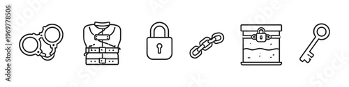 Collection of icons representing restraint, security, and freedom