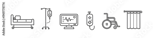 Collection of medical equipment icons for healthcare and hospital services