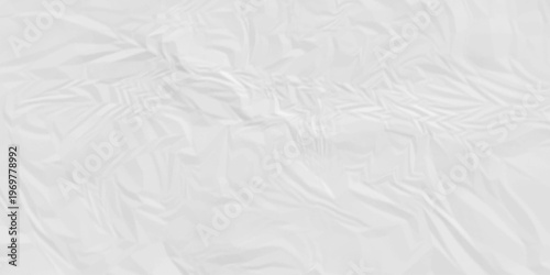 White Paper texture background, Old paper background ripple soft white pattern wave crumple. Crushed and creased soft paper. Abstract wrinkle effect grunge and rough backdrop vintage page.