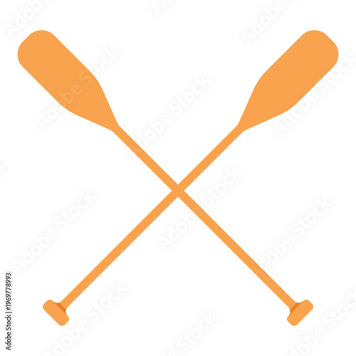 Canoe paddle vector isolated. Kayak or canoe paddle black silhouette. River rafting. Symbol isolated on white background.