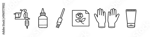 Collection of tattoo artist tools and supplies for creating body art