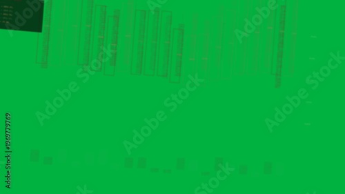 On refresh bars animating, rising, falling while blocks pulsing, showing trends on transparent bg