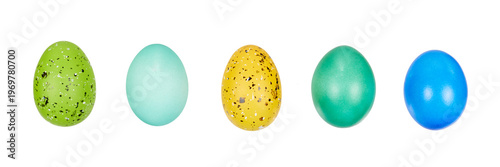 set of colorful easter eggs wint various paintings isolated on white or transparent png
